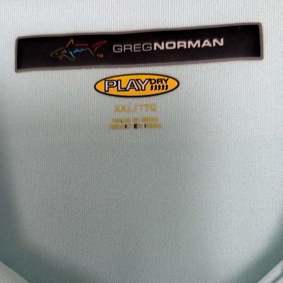 Greg Norman Collection Teal Polo Shirt with Shark Logo - Picture 2 of 4